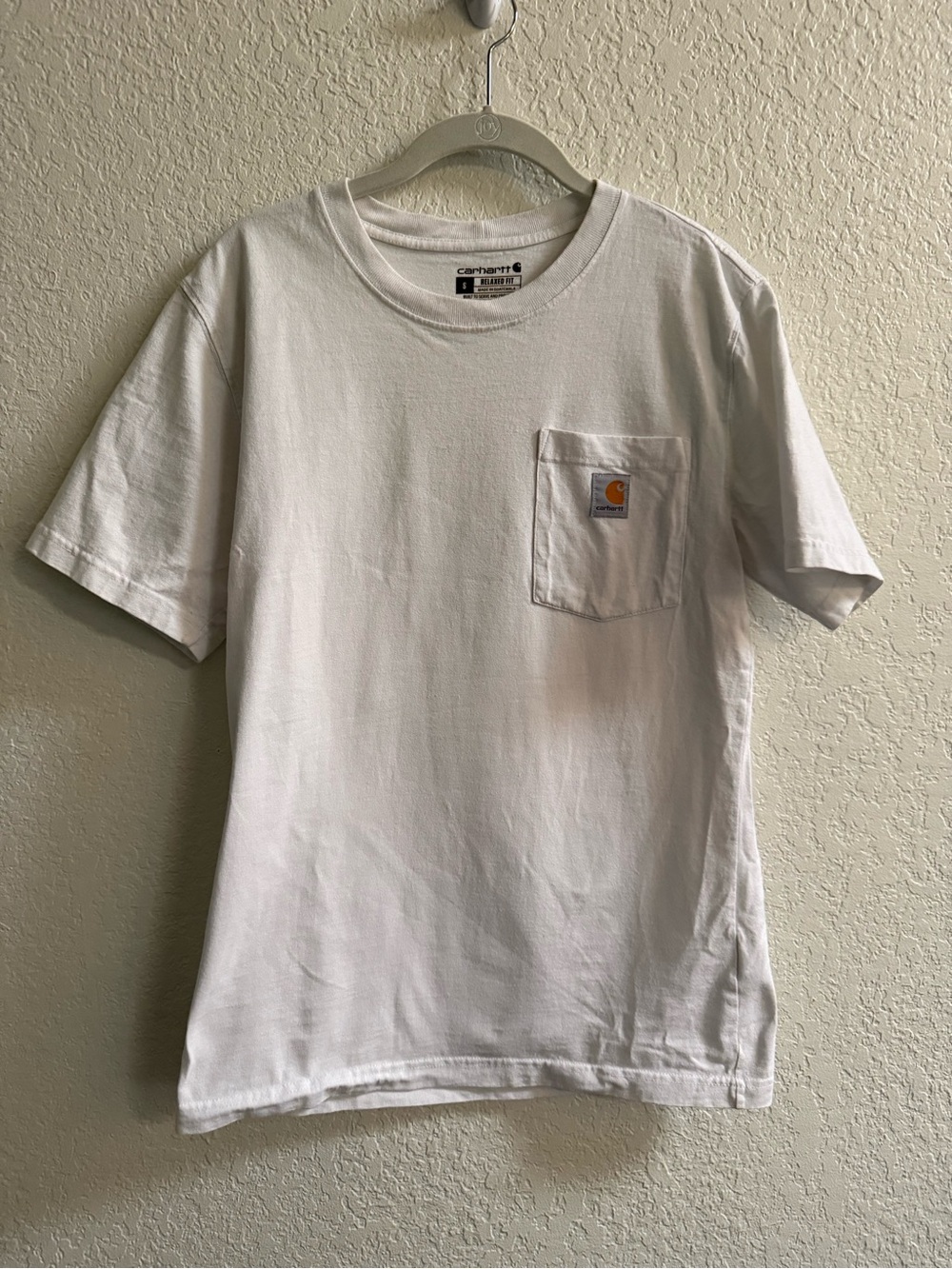 Carhartt White Short-Sleeve Pocket Tee with Logo Patch